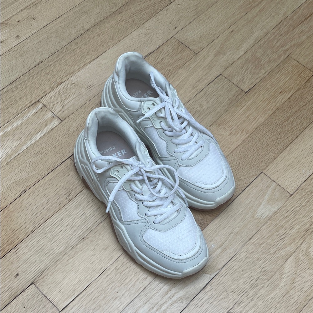 Bershka White Sneakers with Chunky Soles
